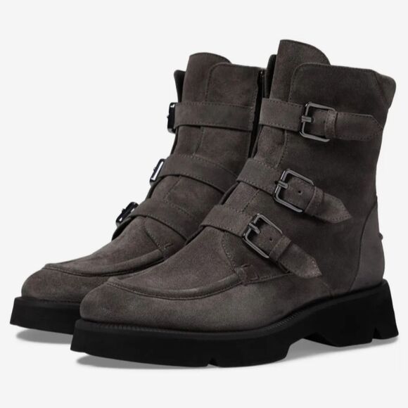 La Canadienne Benwin Bootie Triple Strap Buckle Ankle Zipper Italy Suede 9.5 - Picture 1 of 8